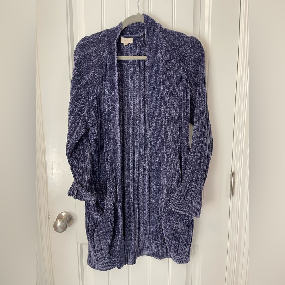 Long, chenille velvet sweater
